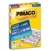 Etiqueta Adesiva InkJet e Laser A4 21,2x38,2mm Branco A4351 100 Folhas