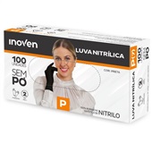 Luva Nitrílica Preta Tamanho P CX 100 UN Inoven