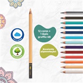 Lápis de Cor Paleta Especial Boho Chic 12 Cores e 1 Lápis 6B 13 UN Tri