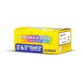 Tinta para Pintura a Dedo 15ml 6 Cores 1 UN Abelinhas
