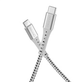 Cabo USB-C para USB-C nylon trançado 1.20MT ESC06WT Branco 1 UN Geonav