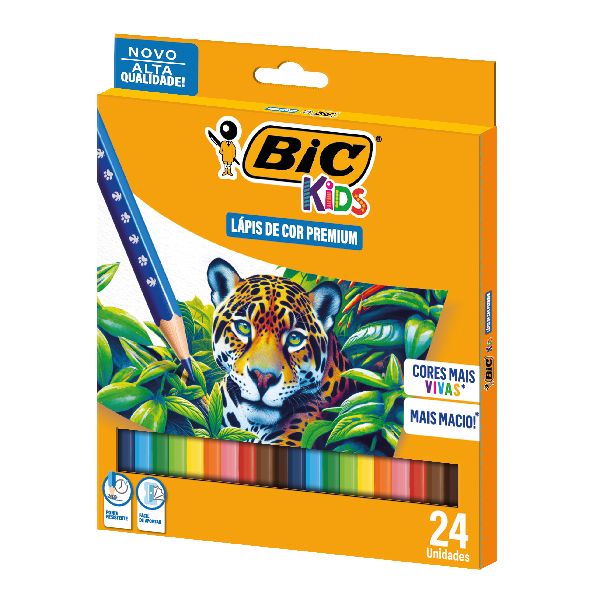 Lápis de Cor Sextavado Premium Kids 24 Cores Bic
