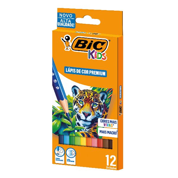 Lápis de Cor Sextavado Premium Kids 12 Cores Bic
