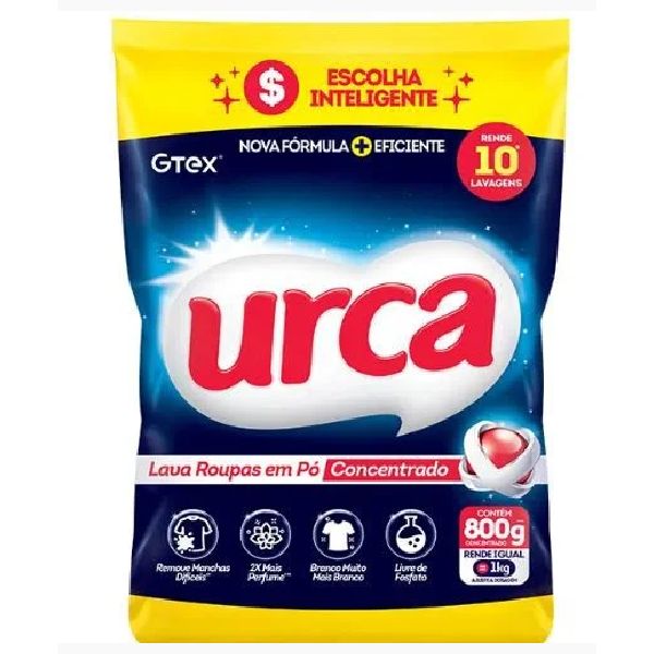 Lava Roupas em Pó Concentrado Sachê 800g 1 UN Urca