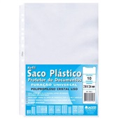 Envelope Plástico Ofício Cristal Liso 238x334mm 13 Furos Espessura 0,1