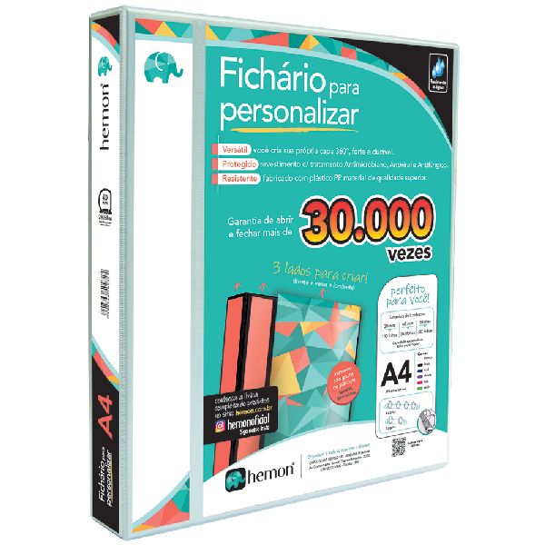 Fichário 4 Argolas A4 270X320x40mm Branco 1378 1 UN Chies