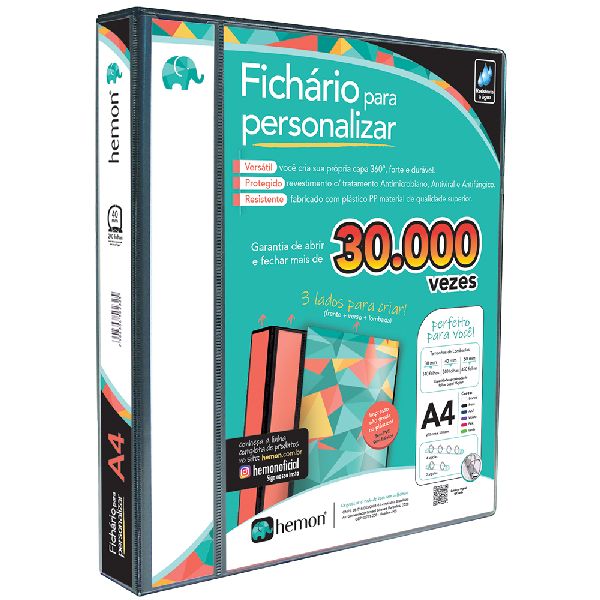 Fichário 4 Argolas A4 270X320x40mm Preto 1399 1 UN Chies