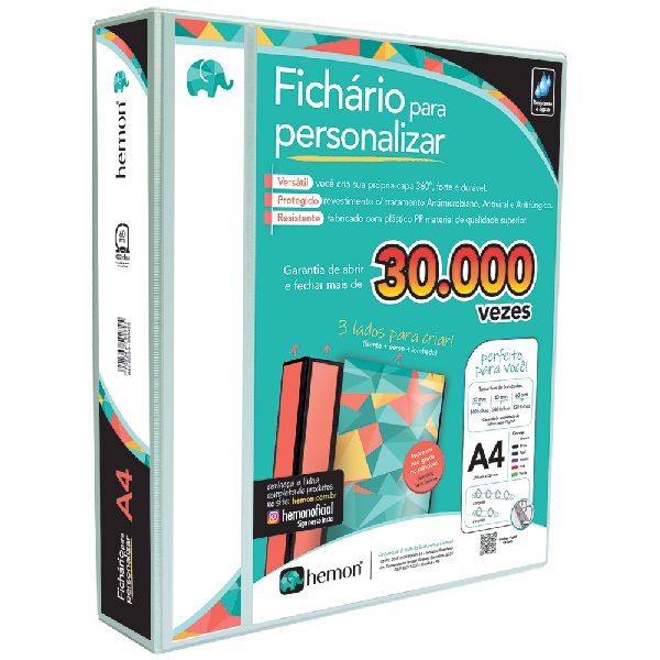 Fichário 4 Argolas A4 270x320x60mm Branco 1379 1 UN Chies