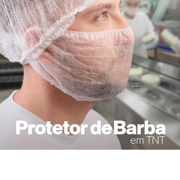 Protetor de Barba/Bigode TNT Descartável Branca com 100 UN Prevemax