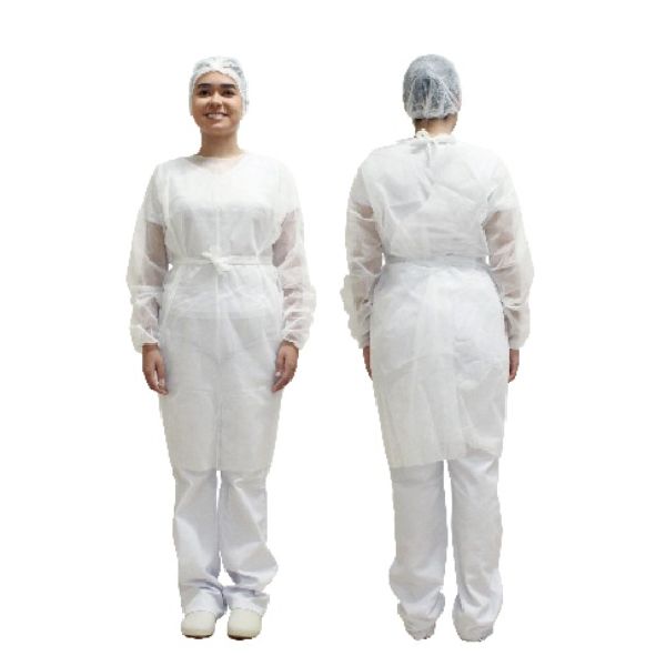 Avental Descartável Branco Manga Longa 10 UN Prevemax