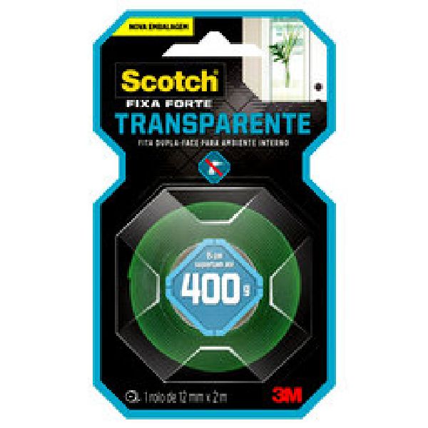 Fita Dupla Face Transparente Scotch Uso Interno 12mmx2m 1 UN 3M