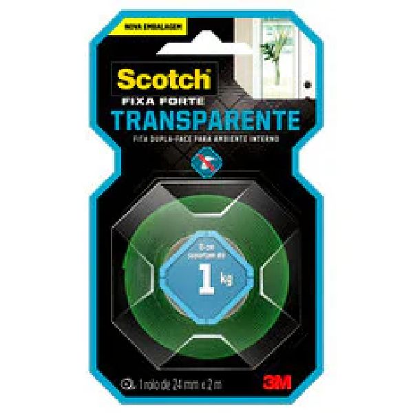 Fita Dupla Face Transparente Scotch Uso Interno 24mmx2m 1 UN 3M