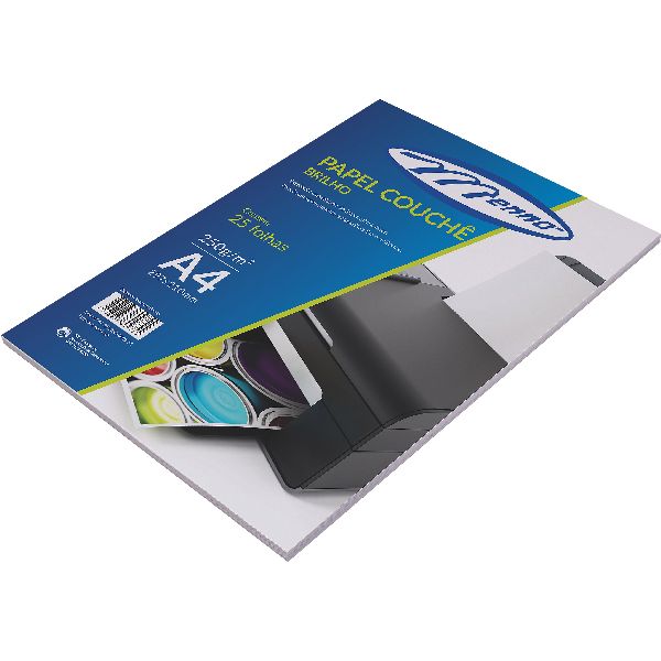 Papel Couchê Brilho 250GR A4 com 25 Folhas Menno Gráfica