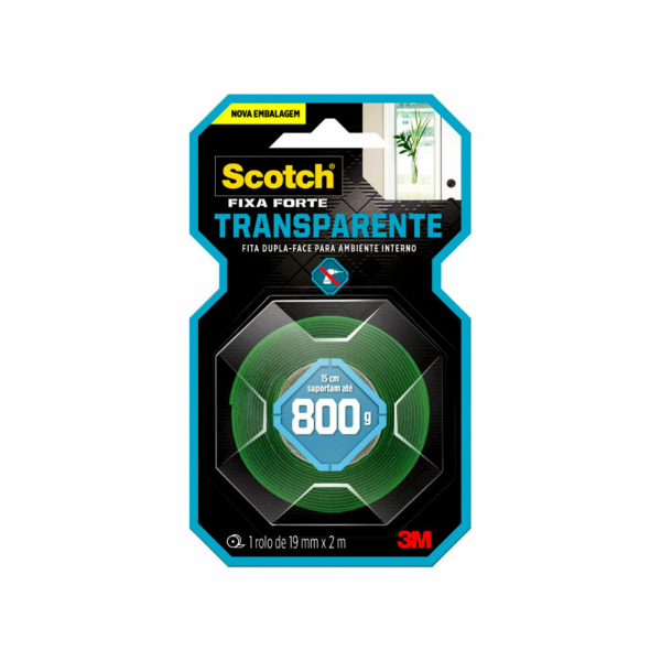 Fita Dupla Face Transparente Scotch Uso Interno 19mmx2m 1 UN 3M