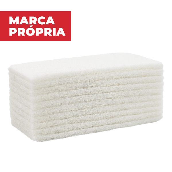 Fibra para Limpeza Leve 10,2x26cm Branca PT 10 UN Gimba