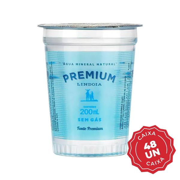 Água Mineral sem Gás Copo 200ml CX 48 UN Lindoia Premium