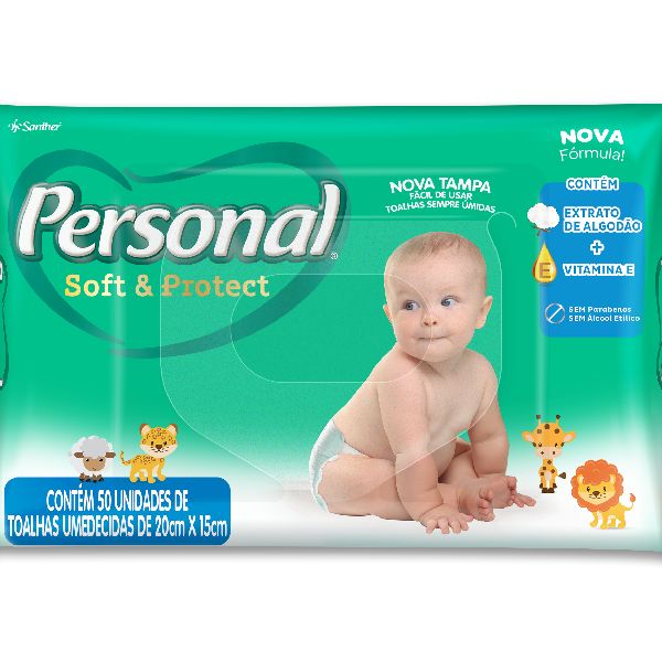 Toalha Umedecida Personal Baby com 50 Folhas Santher