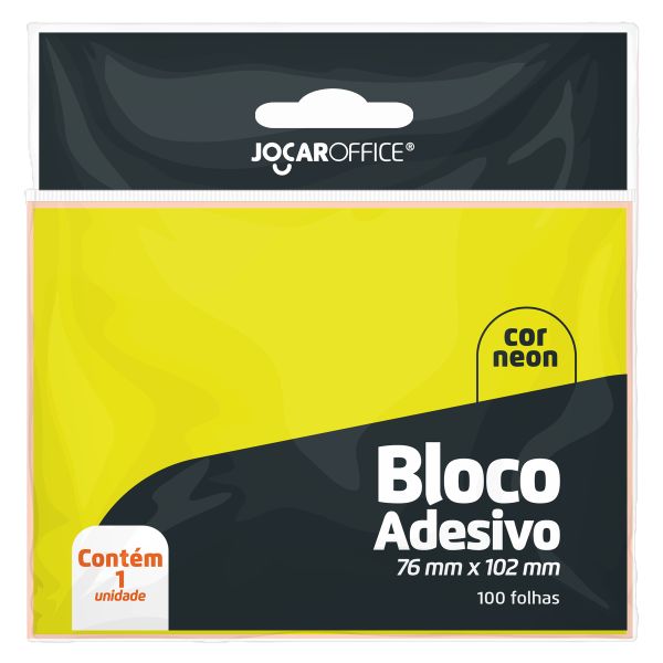 Bloco de Notas Adesivo Amarelo Neon 76x102mm 100 FL Jocar