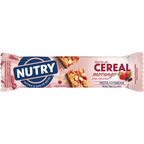 Barra de Cereal Morango com Chocolate 22g Nutry