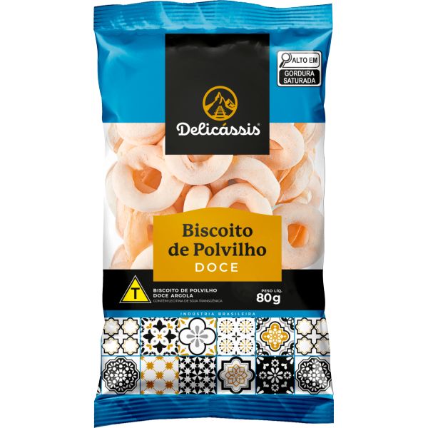 Biscoito de Polvilho Argola Doce 80g 1 UN Delicássis