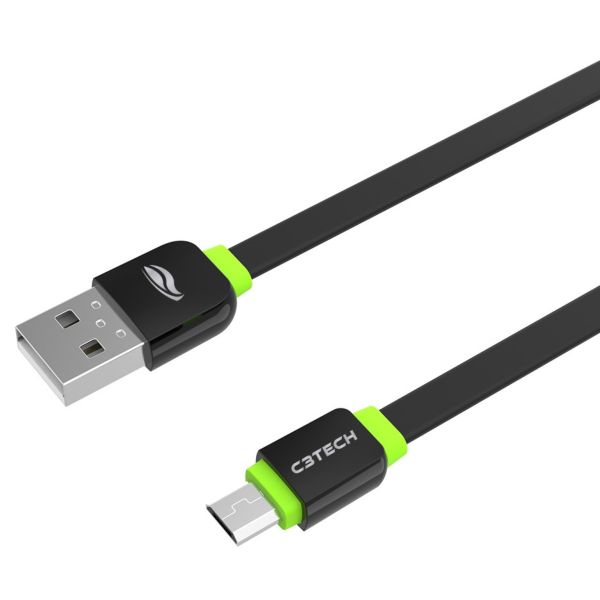 Cabo USB para Micro USB 1M CB-100BK Preto 1 UN C3Tech