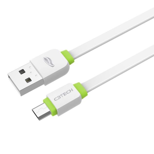 Cabo USB para Micro USB 1M CB-100WH Branco 1 UN C3Tech
