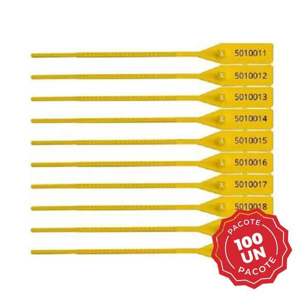 Lacre para Malote Escada Numerado Amarelo 29cm 100 UN Rebran