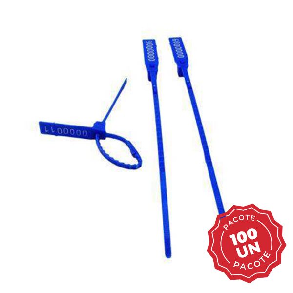Lacre para Malote Numerado PP Azul Escada 25cm Com 100UN Rebran
