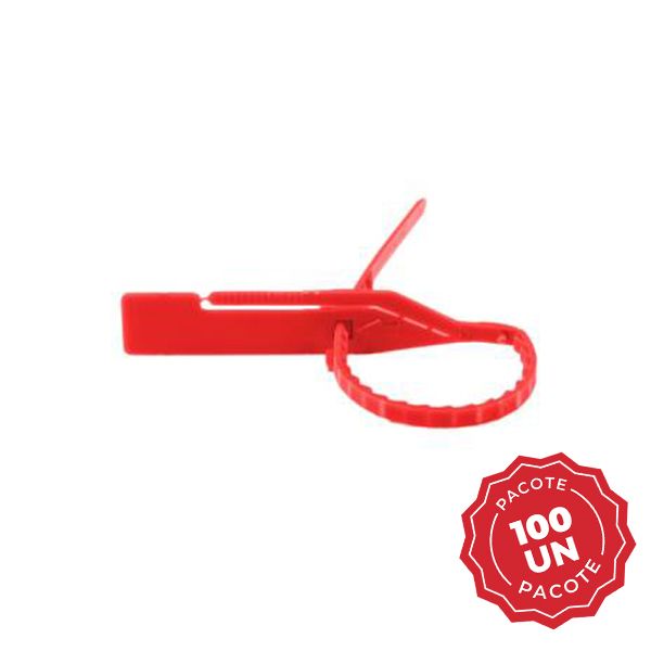 Lacre para Malote Numerado PP Vermelho Escada 16cm Com 100UN Rebran