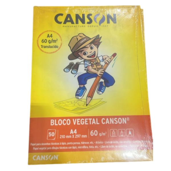 Bloco de Papel Vegetal A4  210x297mm com 20 Folhas Canson