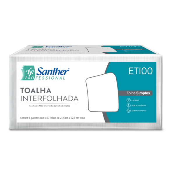 Papel Toalha Interfolha Eco 3 Dobras 22x23cm PT 2400 FL Santher