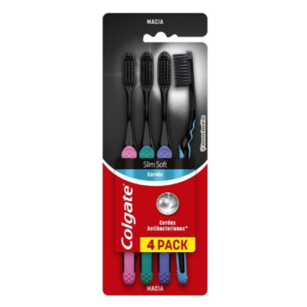 Kit Escova de Dente Slim Soft Black 4 UN Colgate