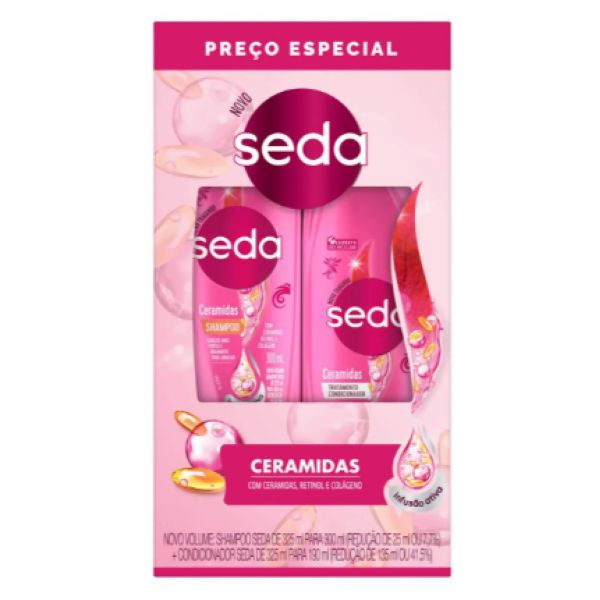 Kit Ceramidas Shampoo e Condicionador 300ml + 190ml Seda