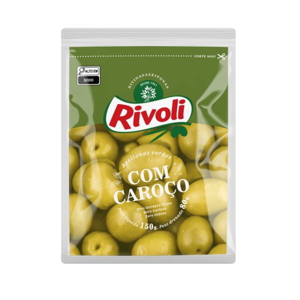 Azeitona Verde Com Caroço 80g Pouch Rivoli