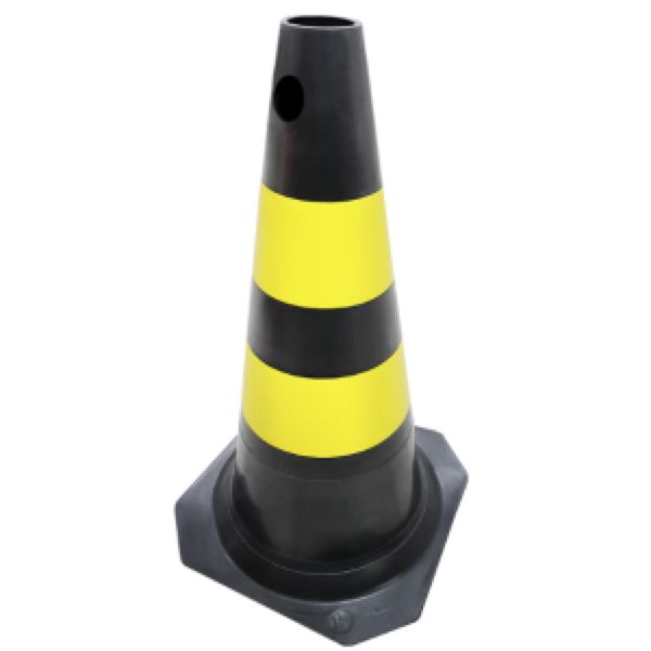 Cone de Sinalização 50cm Preto e Amarelo 1 UN Plastcor