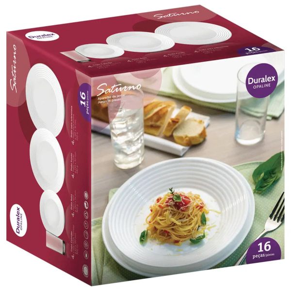 Aparelho de Jantar Saturno 16 PC (4 Pratos  Rasos, 4 Pratos Fundos, 4