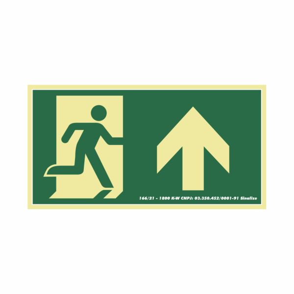 Placa Fotoluminescente PVC 15x15 Seta Reta para Cima 1 UN Sinalize