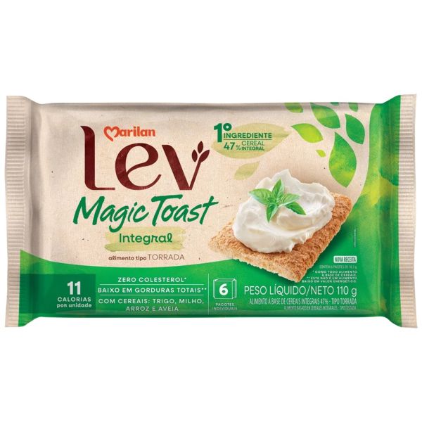 Torrada Lev Magic Toast Integral 110g 1 UN Marilan