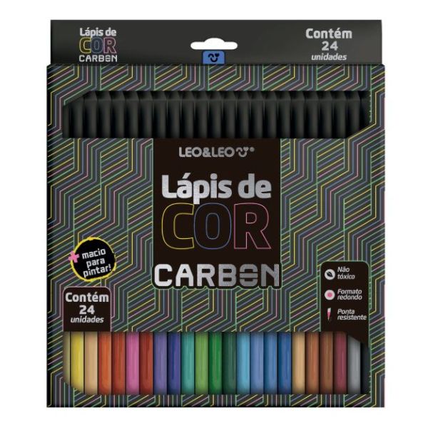 Lápis de Cor Carbon 24 Cores Redondo 4431 1 UN Leo & Leo