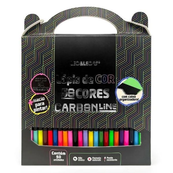 Lápis de Cor Carbon 50 Cores Redondo 94433 1 UN Leo & Leo