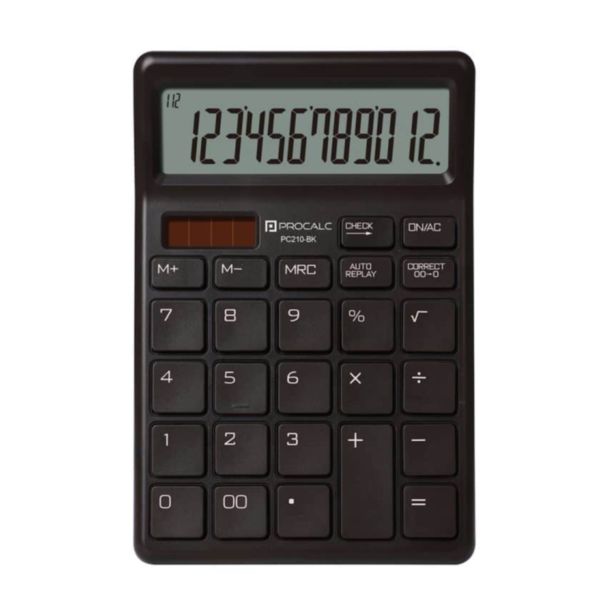 Calculadora de Mesa 12 Dígitos Preto PC210BK  1 UN Procalc