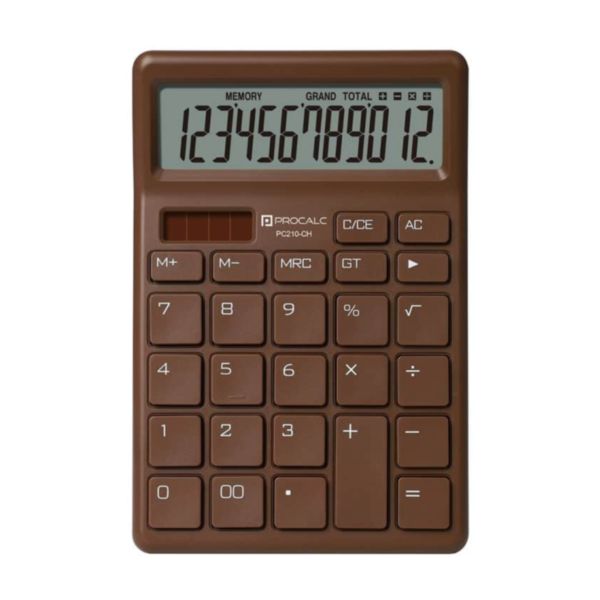 Calculadora de Mesa 12 Dígitos Marrom PC210CH  1 UN Procalc