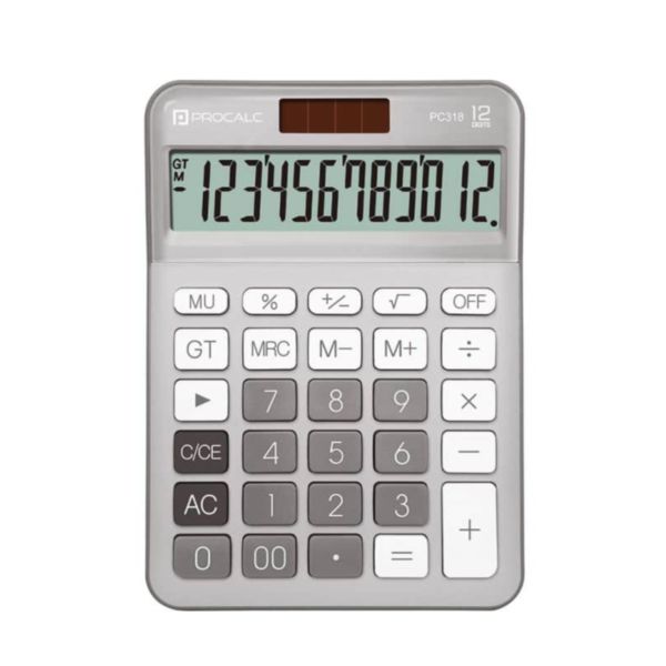 Calculadora de Mesa 12 Dígitos Cinza PC318 1 UN Procalc