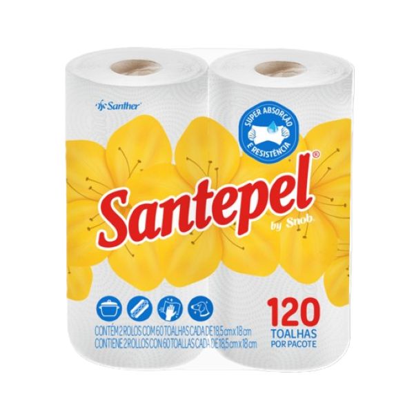 Papel Toalha Santepel Multiuso Folha Dupla Branco 120 Folhas 2 UN Sant