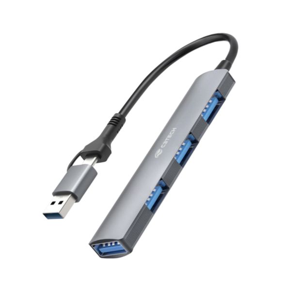 Hub USB 3.0 4 Portas HU-C500GY Cinza 1 UN C3Tech
