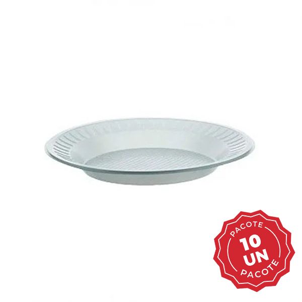 Prato Descartável Fundo Branco 21cm PT 10 UN Kerocopo