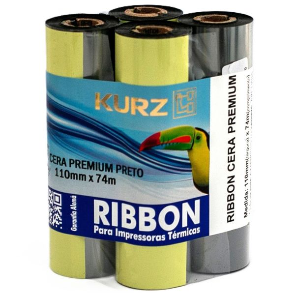 Ribbon Cera Premium para Impressora Térmica 110mmx74m PT 4 UN Kurz